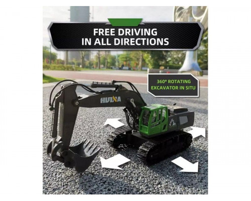 Радиоуправляемый экскаватор HUI NA TOYS, серый 2.4G 9CH 1/18 RTR