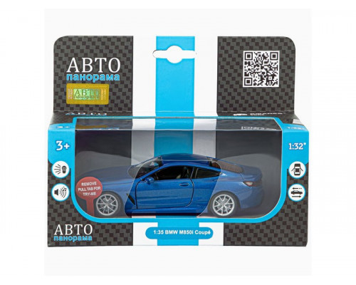 Машина АВТОПАНОРАМА BMW M850i Coupé, 1/35, синий, двери, свет, звук, инерция в/к 18*9*13,5 см