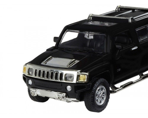 Машина АВТОПАНОРАМА Hummer H3, черный, 1/32, свет, звук, инерция, в/к 17,5*13,5*9 см