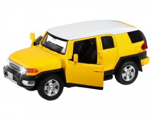 Машина АВТОПАНОРАМА Toyota FJ Cruiser,желтый, 1/32, свет, звук, инерция, в/к 17,5*13,5*9 см