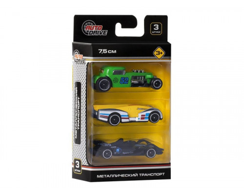 Набор металлических машинок AUTODRIVE JB0404618 3шт.,  в/к 16,7*10,5*3,5 см