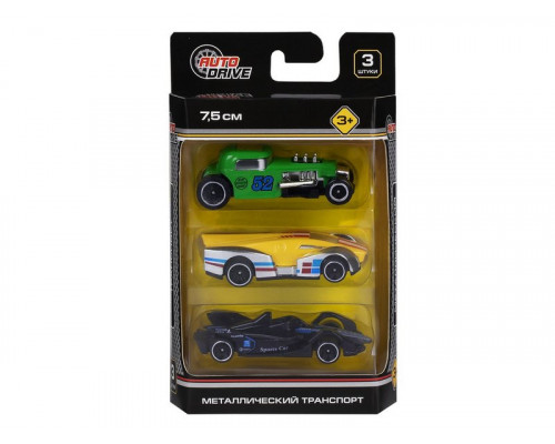 Набор металлических машинок AUTODRIVE JB0404618 3шт.,  в/к 16,7*10,5*3,5 см