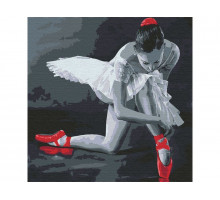 Картина по номерам 30Х30 БАЛЕРИНА В КРАСНЫХ ПУАНТАХ (13 цветов)