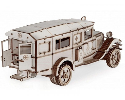 Деревянный конструктор Lemmo Грузовик Санитарный, 245 деталей