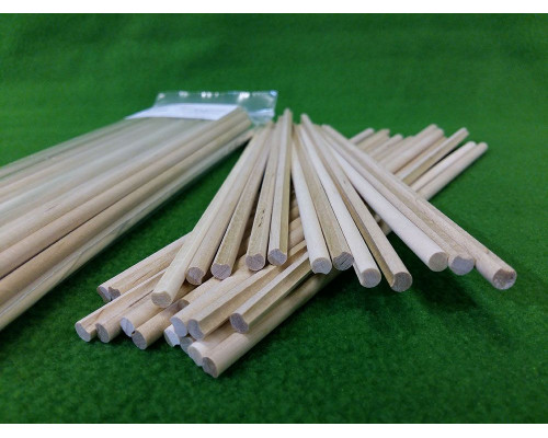Палочка деревянная, круглая с желобом (лёжкой) 5 мм, длина 200 мм, 50 шт, береза