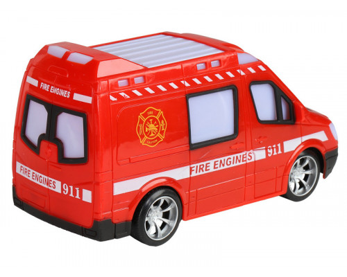 Радиоуправляемая машина AUTODRIVE Пожарная, 1/18, красный, 27MHz, свет, в/к, 28*11*19,2см (Рус)