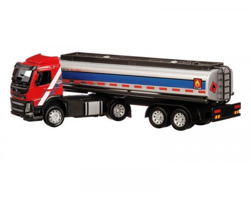 Машина АВТОПАНОРАМА Volvo бензовоз, красный, 1/50, свет, звук, в/к 28*14*10 см
