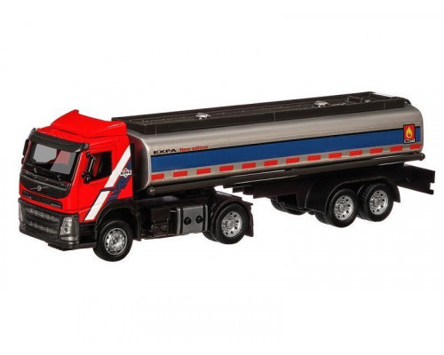 Машина АВТОПАНОРАМА Volvo бензовоз, красный, 1/50, свет, звук, в/к 28*14*10 см