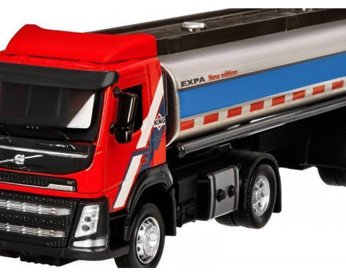 Машина АВТОПАНОРАМА Volvo бензовоз, красный, 1/50, свет, звук, в/к 28*14*10 см