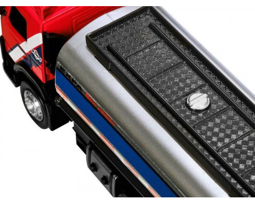 Машина АВТОПАНОРАМА Volvo бензовоз, красный, 1/50, свет, звук, в/к 28*14*10 см