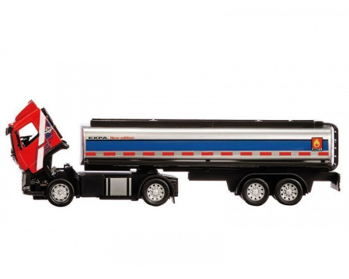 Машина АВТОПАНОРАМА Volvo бензовоз, красный, 1/50, свет, звук, в/к 28*14*10 см