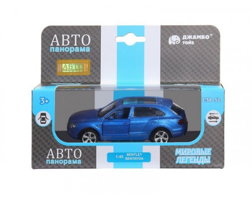 Машина АВТОПАНОРАМА BENTLEY BENTAYGA, синий, 1/45, инерция, в/к 17,5*12,5*6,5 см