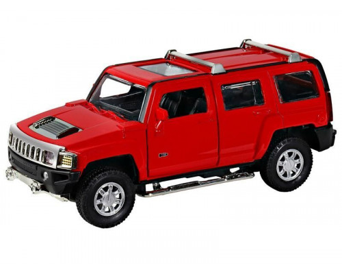 Машина АВТОПАНОРАМА Hummer H3, красный, 1/32, свет, звук, инерция, в/к 17,5*13,5*9 см