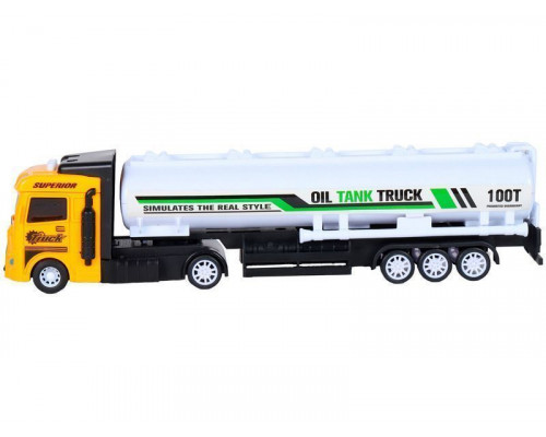 Машина AUTODRIVE Бензовоз фрикционный со светом и звуком, желтый, в/к 35*6,5*12 см