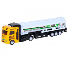 Машина AUTODRIVE Бензовоз фрикционный со светом и звуком, желтый, в/к 35*6,5*12 см
