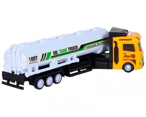 Машина AUTODRIVE Бензовоз фрикционный со светом и звуком, желтый, в/к 35*6,5*12 см