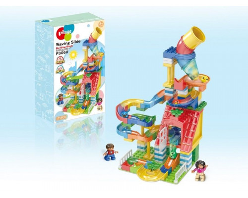 Конструктор Pilage Веселая парковка (175 деталей), лабиринт с шариками и воронками