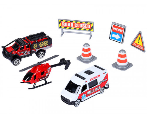 Набор металлических машинок AUTODRIVE JB0403982 Служба спасения 3шт, в/к 23*17,5*4см.