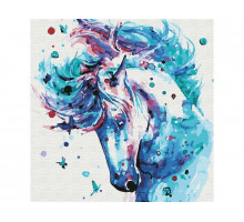 Картина по номерам 30х30 БЕЛЫЙ МУСТАНГ (18 цветов)