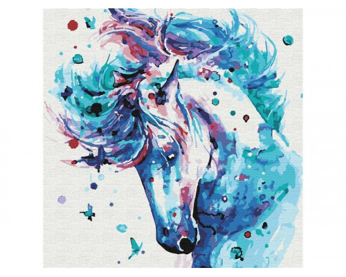 Картина по номерам 30х30 БЕЛЫЙ МУСТАНГ (18 цветов)