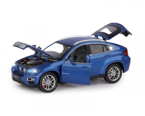 Машина АВТОПАНОРАМА BMW X6, синий, 1/26, звук, в/к 24,5*12,5*10,5 см