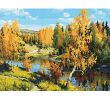 Картина по номерам 40х50 ПРИЩЕПА. ЗОЛОТАЯ ОСЕНЬ (28 цветов)