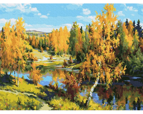 Картина по номерам 40х50 ПРИЩЕПА. ЗОЛОТАЯ ОСЕНЬ (28 цветов)