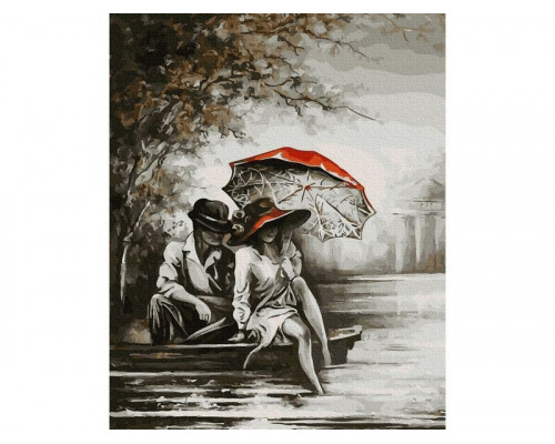 Картина по номерам 40х50 ПАРА ПОД ЗОНТОМ (21цвет)
