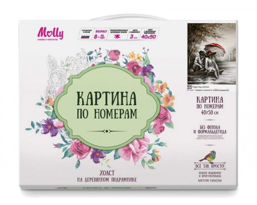 Картина по номерам 40х50 ПАРА ПОД ЗОНТОМ (21цвет)