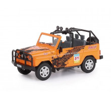 Машина "АВТОПАНОРАМА" УАЗ-469 "RALLY", оранжевый, 1/24, свет, звук, инерция, в/к 22*12*11 см