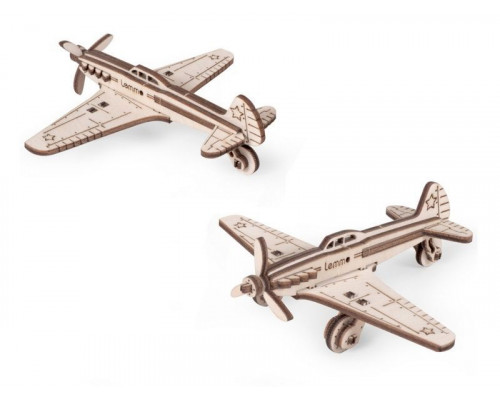 Деревянный конструктор Lemmo Самолёт ЯК-9, 17 деталей