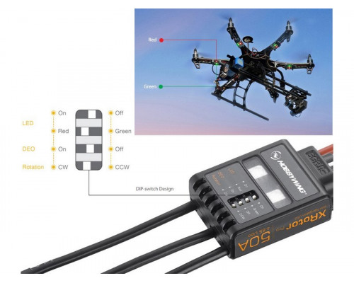 Бесколлекторный регулятор Hobbywing XRotor Pro-50A--Dual Pack (50A-70A, Copter)
