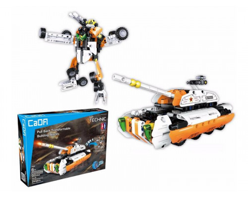Конструктор CaDA Technic танк-трансформер 2 в 1, инерционный (294 деталей)