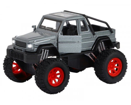 Машина АВТОПАНОРАМА Внедорожник,серый, 1/32, свет, звук, инерция, в/к 19*10*12,5 см