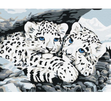 Картина по номерам 15х20 СНЕЖНЫЕ БАРСЫ (8 цветов)