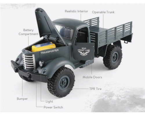 Радиоуправляемая машина JJRC Q60 Transporter (зеленый) 6WD 2.4G 1/16 RTR