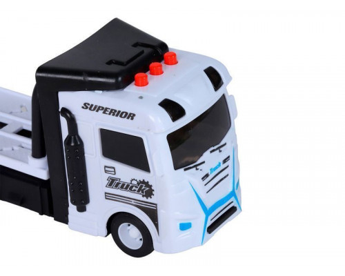 Машина AUTODRIVE Автовоз фрикционный белый, с экскаватором  со светом и звуком, в/к 23,5*7*11 см