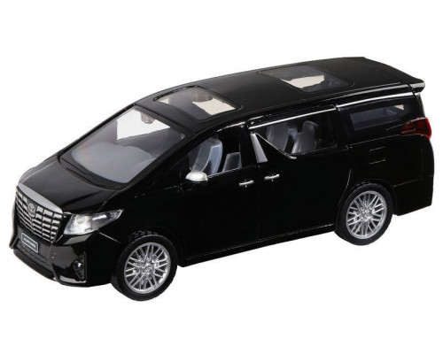 Машина АВТОПАНОРАМА Toyota Alphard, 1/29, черный, откр. двери, свет, звук, в/к 20*10*11 см