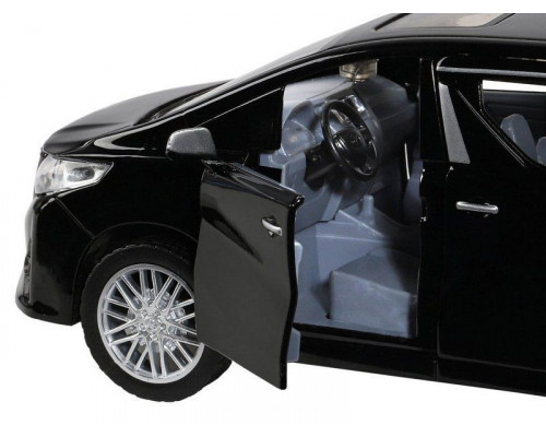 Машина АВТОПАНОРАМА Toyota Alphard, 1/29, черный, откр. двери, свет, звук, в/к 20*10*11 см