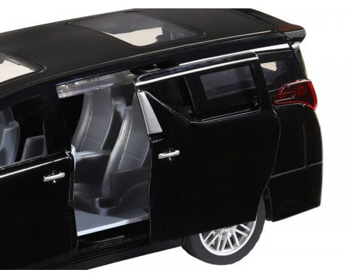 Машина АВТОПАНОРАМА Toyota Alphard, 1/29, черный, откр. двери, свет, звук, в/к 20*10*11 см