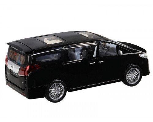 Машина АВТОПАНОРАМА Toyota Alphard, 1/29, черный, откр. двери, свет, звук, в/к 20*10*11 см