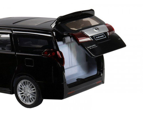 Машина АВТОПАНОРАМА Toyota Alphard, 1/29, черный, откр. двери, свет, звук, в/к 20*10*11 см