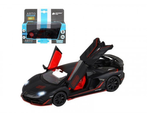 Машина АВТОПАНОРАМА Lamborghini SVJ, 1/32, черный матовый, свет, звук, в/к 17,5*12,5*6,5 см