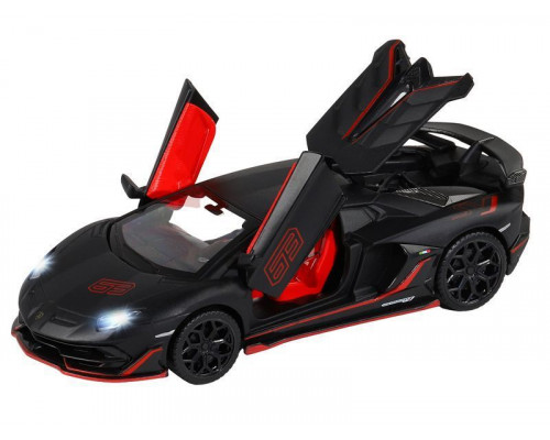 Машина АВТОПАНОРАМА Lamborghini SVJ, 1/32, черный матовый, свет, звук, в/к 17,5*12,5*6,5 см