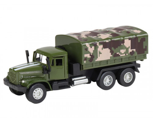Машина АВТОПАНОРАМА Грузовик, 1/32, хаки зеленый, свет, звук, инерция, в/к 24*8*10 см