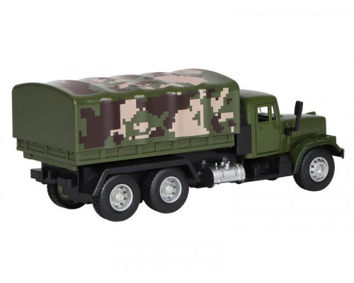Машина АВТОПАНОРАМА Грузовик, 1/32, хаки зеленый, свет, звук, инерция, в/к 24*8*10 см