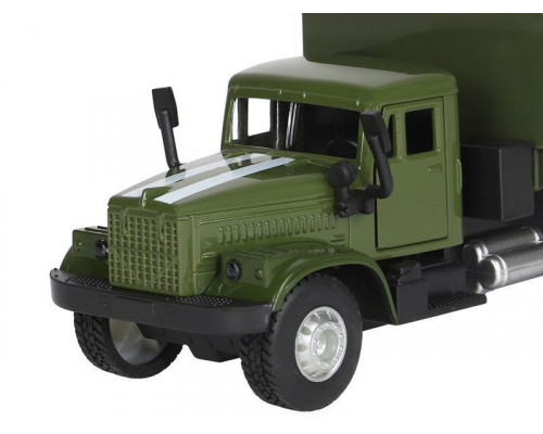 Машина АВТОПАНОРАМА Грузовик, 1/32, хаки зеленый, свет, звук, инерция, в/к 24*8*10 см