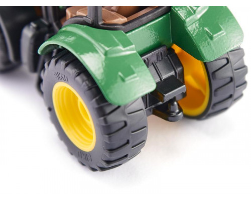 Трактор Siku 1540 John Deere с фронтальным погрузчиком для захвата брёвен