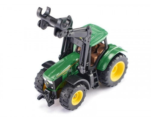 Трактор Siku 1540 John Deere с фронтальным погрузчиком для захвата брёвен