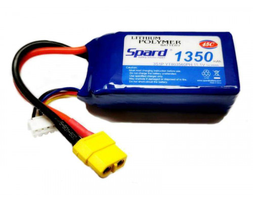 Аккумулятор Li-Po Spard 1350mAh, 11,1V, 45C, XT60